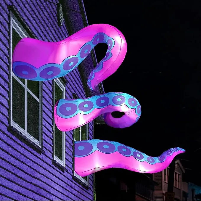 Joiedomi 3 PCS Halloween Inflatable Octopus Tentacles - LED Outdoor Decor