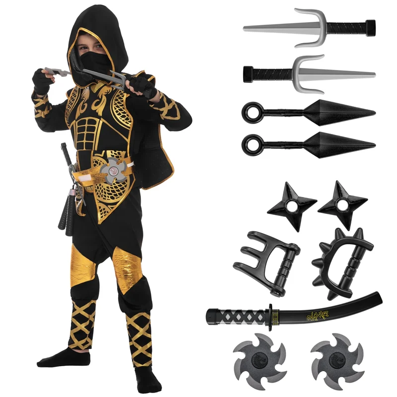 JOYIN Kids' Golden Halloween Ninja Costume Set
