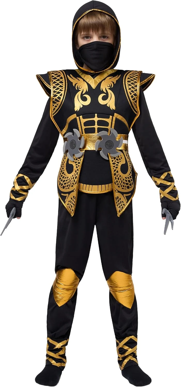 JOYIN Kids' Golden Halloween Ninja Costume Set