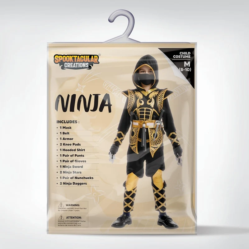 JOYIN Kids' Golden Halloween Ninja Costume Set