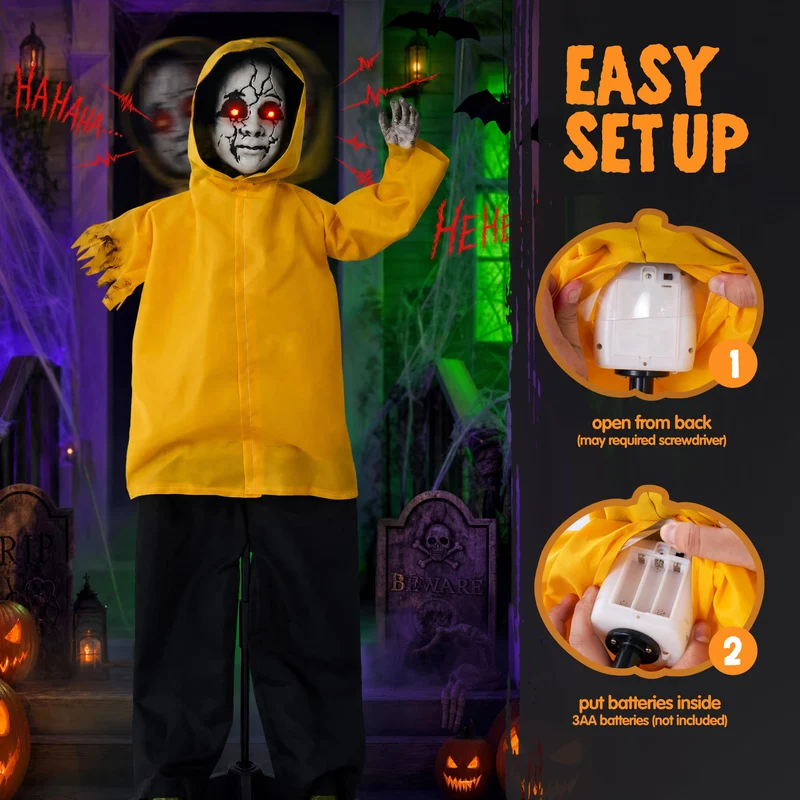 JOYIN Life Size Animatronic Ghost - Sound Activated Halloween Outdoor Decor