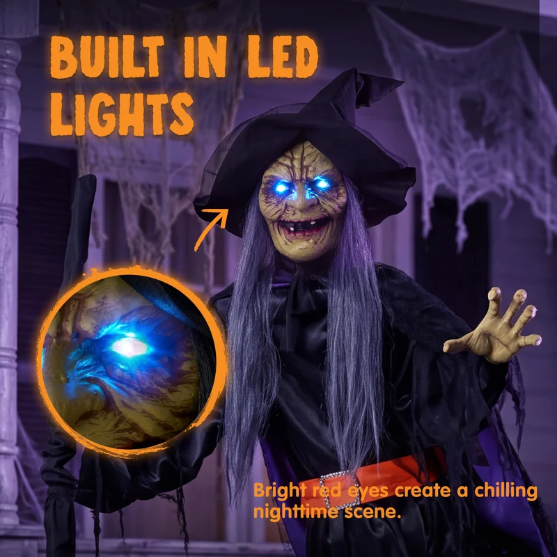 JOYIN Sound Activated Flying Witch - Life-Size Halloween Outdoor Decor