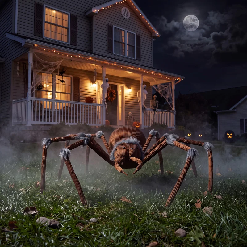 JOYIN 45" Brown Giant Spider - Halloween Outdoor Yard Decoration