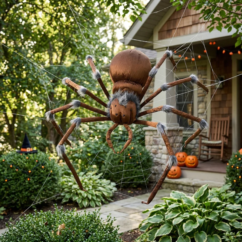 JOYIN 45" Brown Giant Spider - Halloween Outdoor Yard Decoration