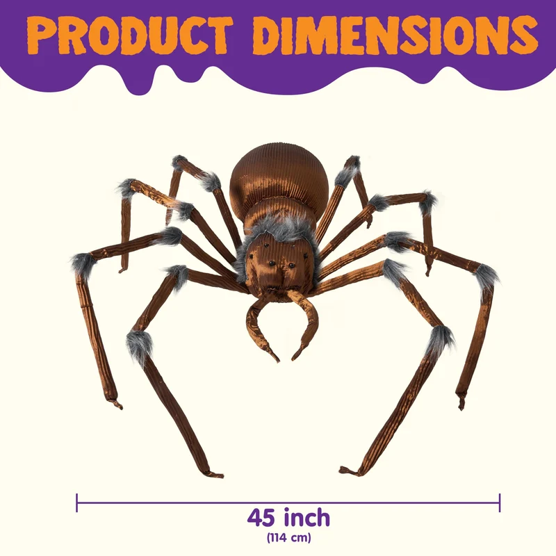 JOYIN 45" Brown Giant Spider - Halloween Outdoor Yard Decoration