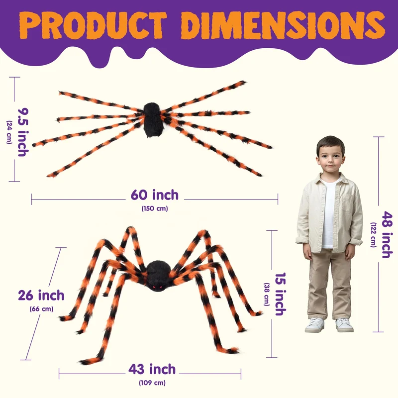 JOYIN 5 FT Giant Spider - Halloween Outdoor Yard & Lawn Decoration