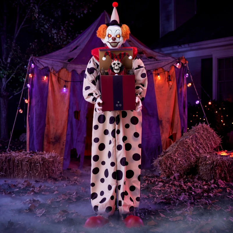 JOYIN 67" Animatronic Clown with Pop-Up Box - Motion Activated Halloween Prop