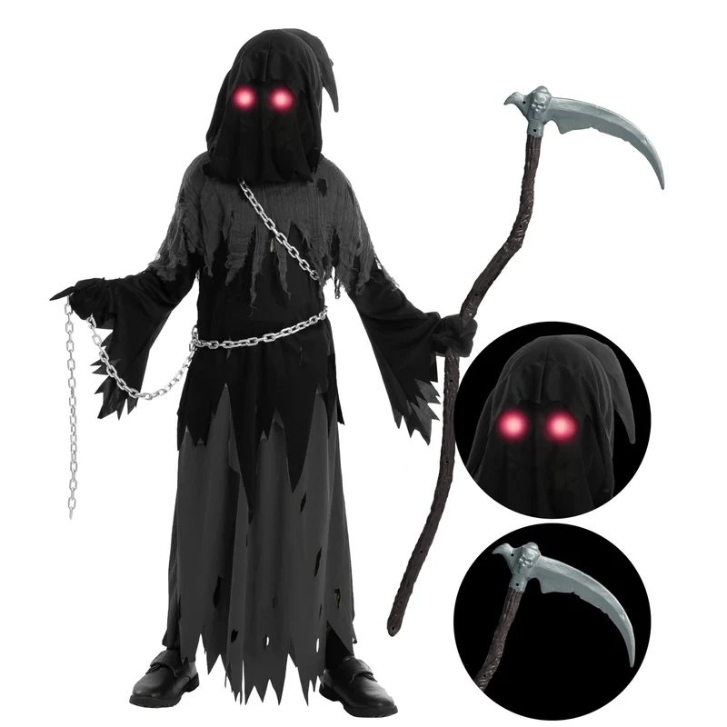 JOYIN Glowing Eyes Grim Reaper Halloween Costume for Kids