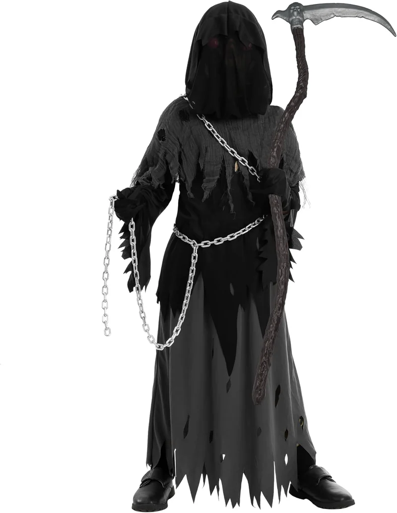 JOYIN Glowing Eyes Grim Reaper Halloween Costume for Kids