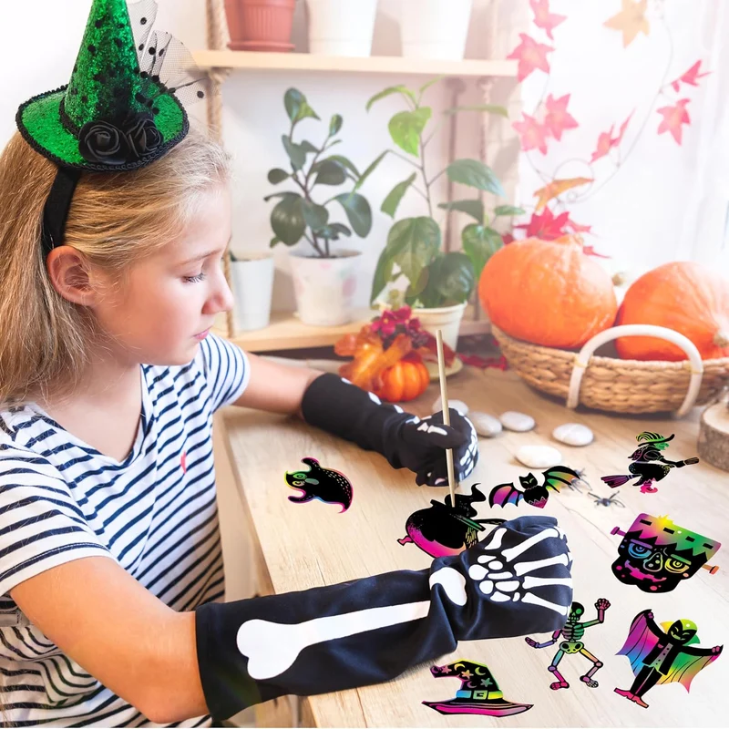 JOYIN 36 PCS Halloween Scratch Paper Art - 18 Designs for Kids Age 3+