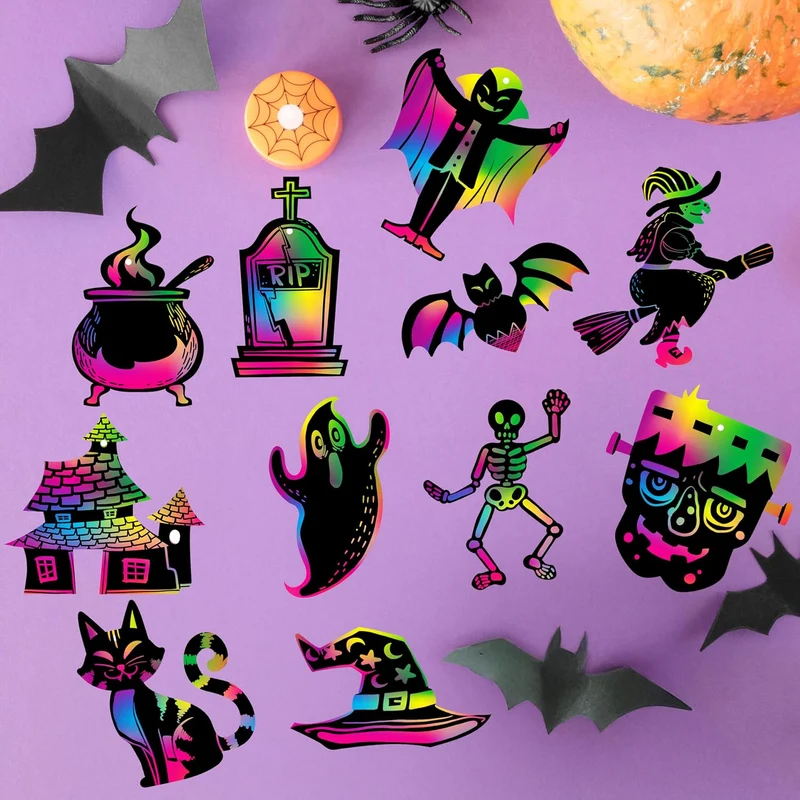 JOYIN 36 PCS Halloween Scratch Paper Art - 18 Designs for Kids Age 3+