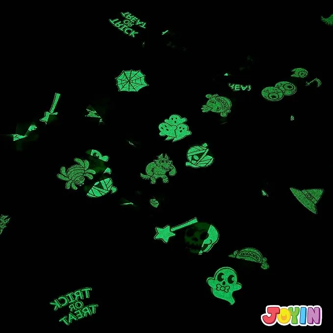 JOYIN 306 PCS Halloween Glow Temporary Tattoos - 42 Designs for Kids