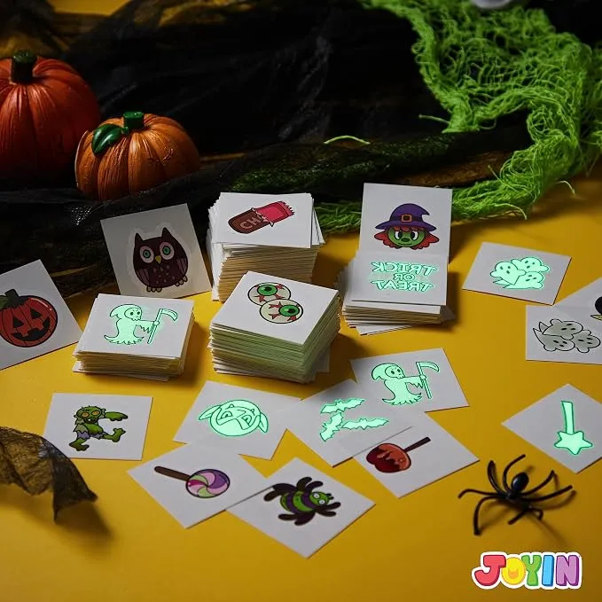 JOYIN 306 PCS Halloween Glow Temporary Tattoos - 42 Designs for Kids
