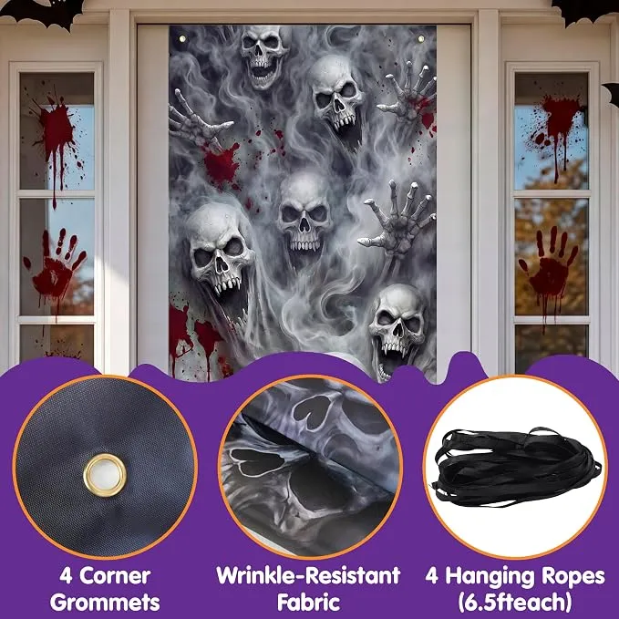JOYIN 30"x72" 3D Skull Door Cover - Halloween Indoor & Outdoor Decor