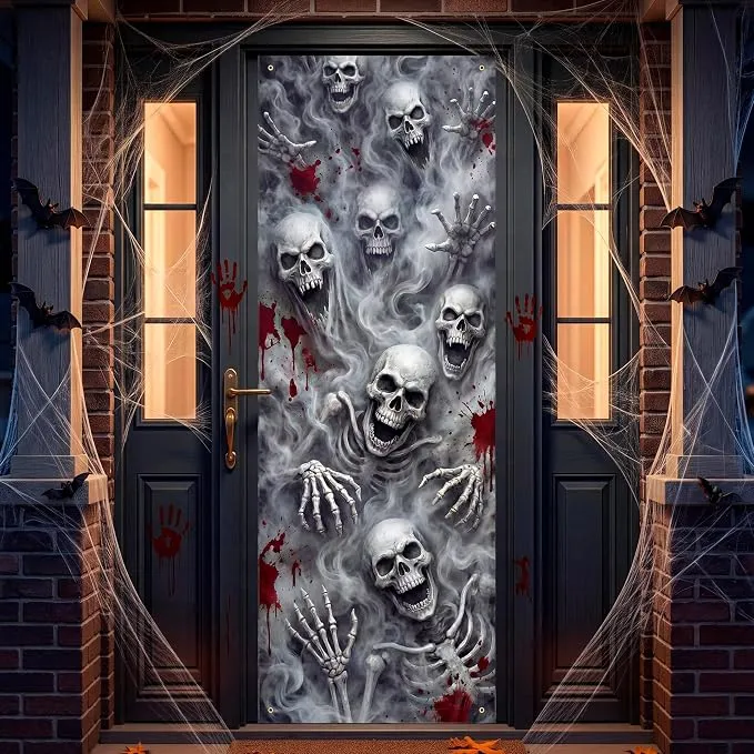 JOYIN 30"x72" 3D Skull Door Cover - Halloween Indoor & Outdoor Decor