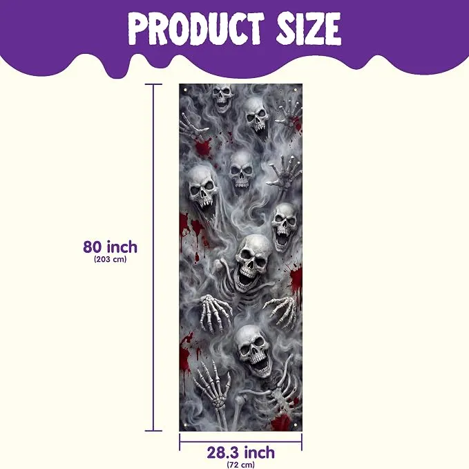 JOYIN 30"x72" 3D Skull Door Cover - Halloween Indoor & Outdoor Decor