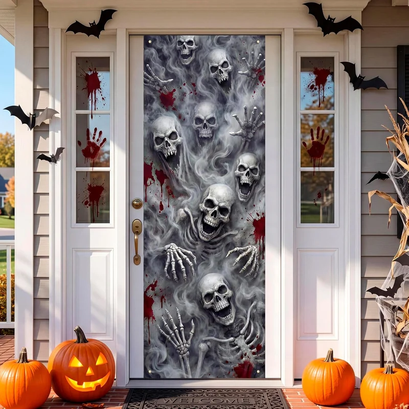JOYIN 30"x72" 3D Skull Door Cover - Halloween Indoor & Outdoor Decor