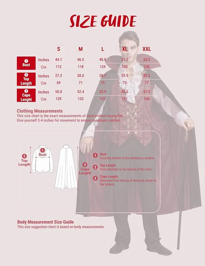 JOYIN Men's Vampire Costume with Cape - Dracula Halloween Outfit