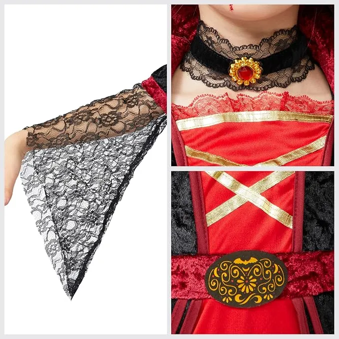 JOYIN Girls Royal Vampire Costume - Deluxe Gothic Victorian Vampiress Set