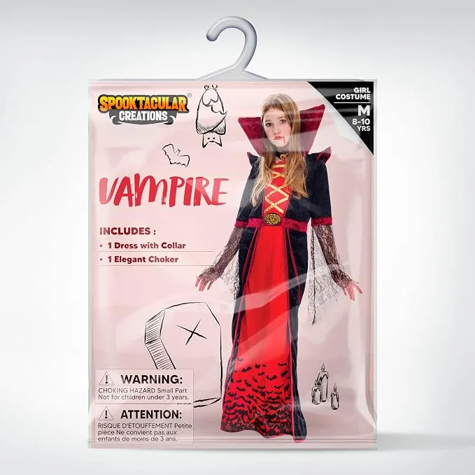 JOYIN Girls Royal Vampire Costume - Deluxe Gothic Victorian Vampiress Set