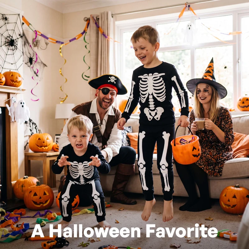 Giggling Getup Kids Skeleton Pajamas - Glow in the Dark 100% Cotton for 3T-8Y