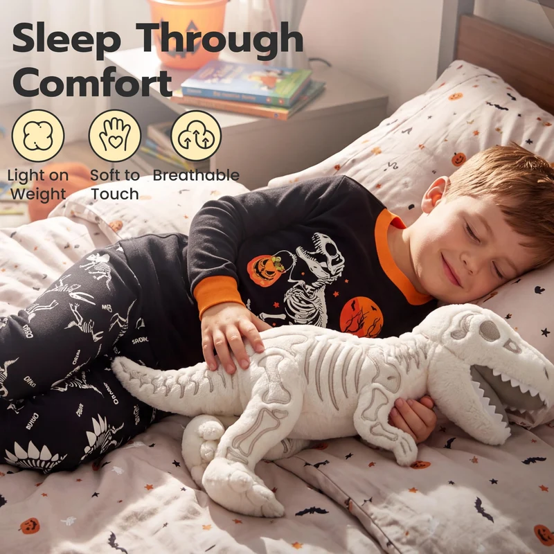Giggling Getup Kids Skeleton Pajamas - Glow in the Dark 100% Cotton for 3T-8Y