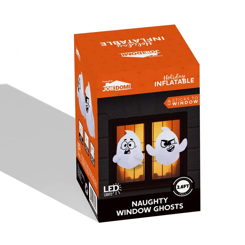JOYIN 2 Pack 2.6 FT Inflatable Window Ghost - LED Halloween Decor