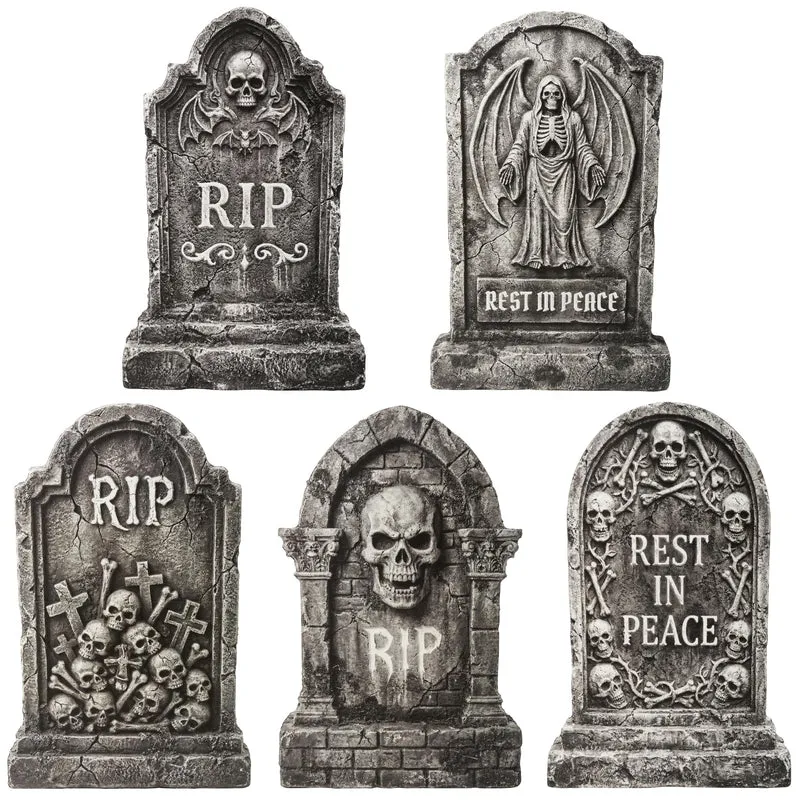 JOYIN 26" 5 PCS Extra Large Flat Tombstones - Halloween Yard Decor