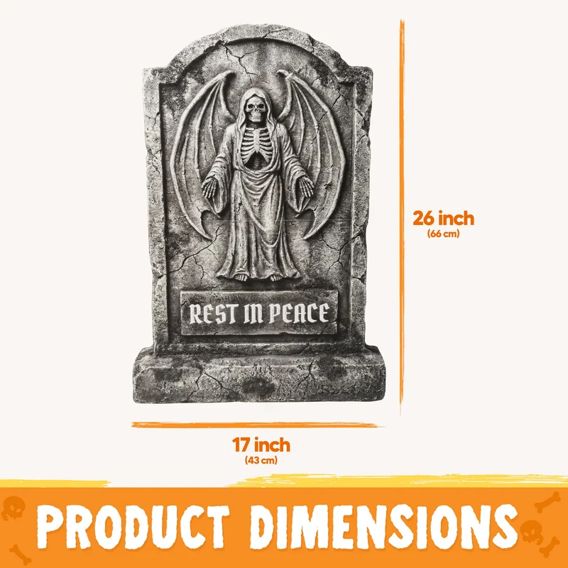 JOYIN 26" 5 PCS Extra Large Flat Tombstones - Halloween Yard Decor