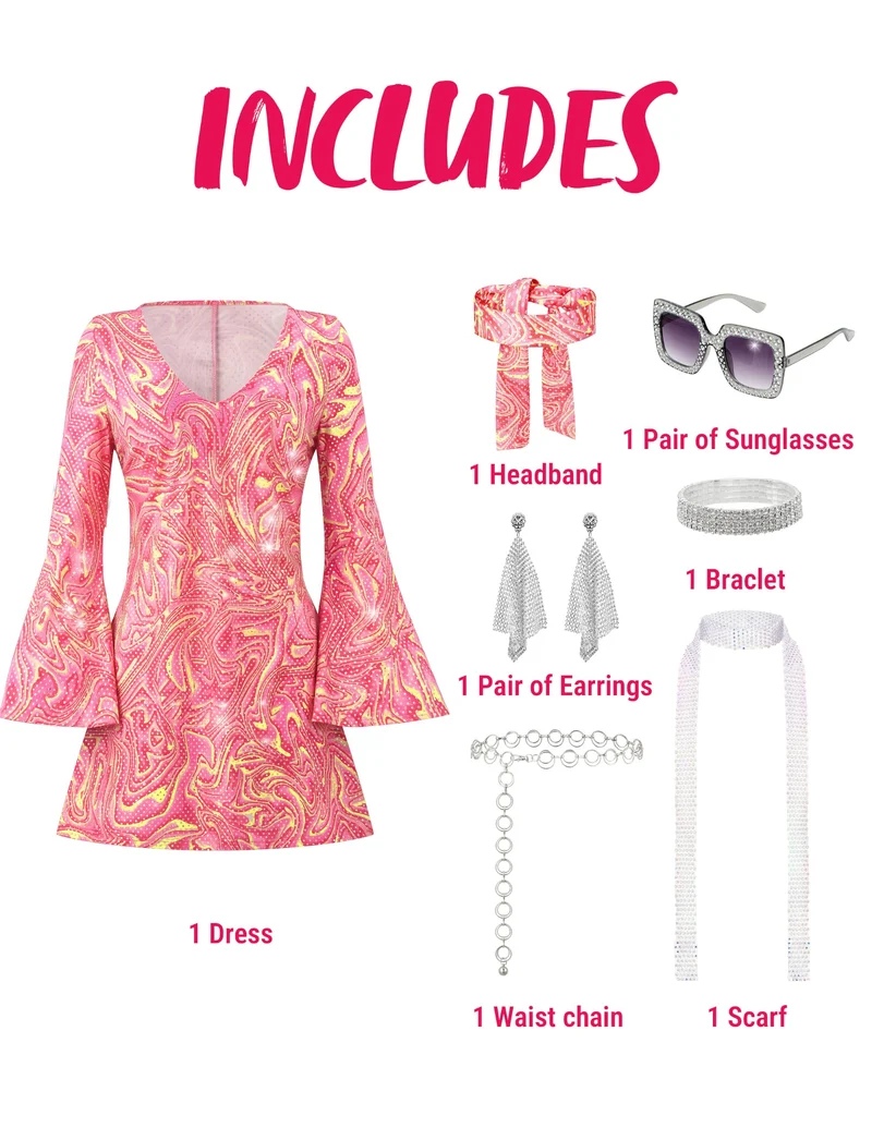 JOYIN 70s Disco Outfit for Women - Halloween Dress & Accessories Set