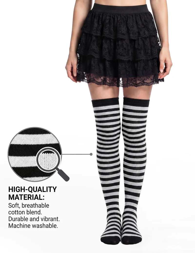 JOYIN Halloween Striped Over-the-Knee Socks - Thigh High Stockings for Women