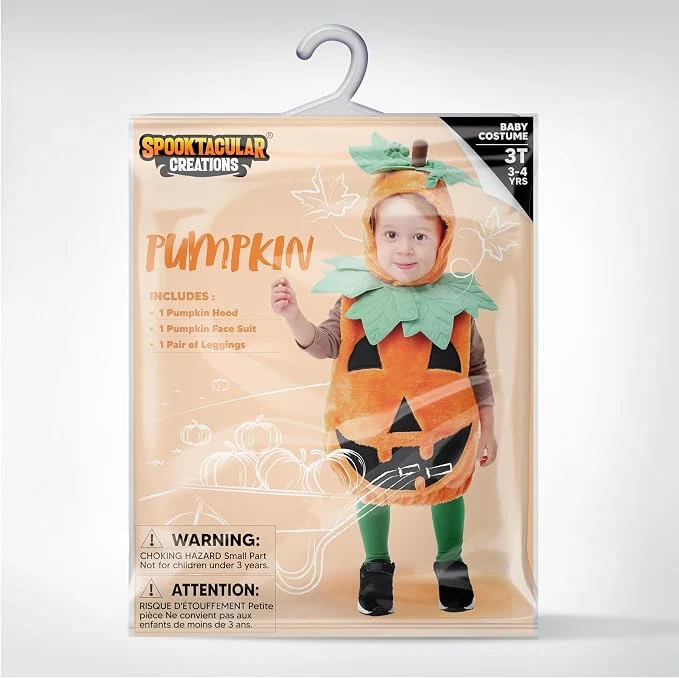 JOYIN Baby Pumpkin Costume with Green Leaves - Toddler Halloween Outfit