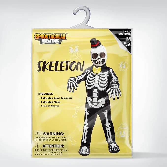 JOYIN Boys Glow in the Dark Skeleton Costume - Kids Halloween Bone Jumpsuit