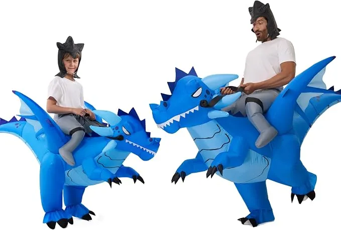 JOYIN Inflatable Ice Dragon Costume - Blue Ride-On Blow Up Halloween Suit
