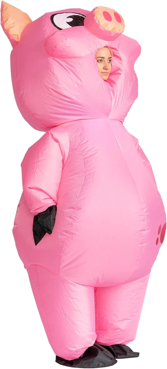 JOYIN Adult Inflatable Pig Costume - Full Body Pink Blow Up Halloween Suit