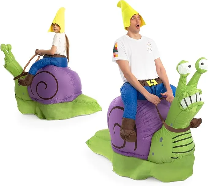JOYIN Inflatable Gnome Snail Costume - Ride-On Blow Up Halloween Suit
