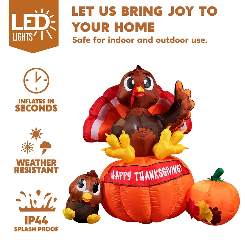 JOYIN Turkey on Pumpkin - A Thanksgiving Duo That Glows