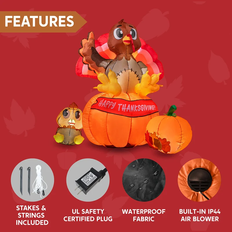 JOYIN Turkey on Pumpkin - A Thanksgiving Duo That Glows