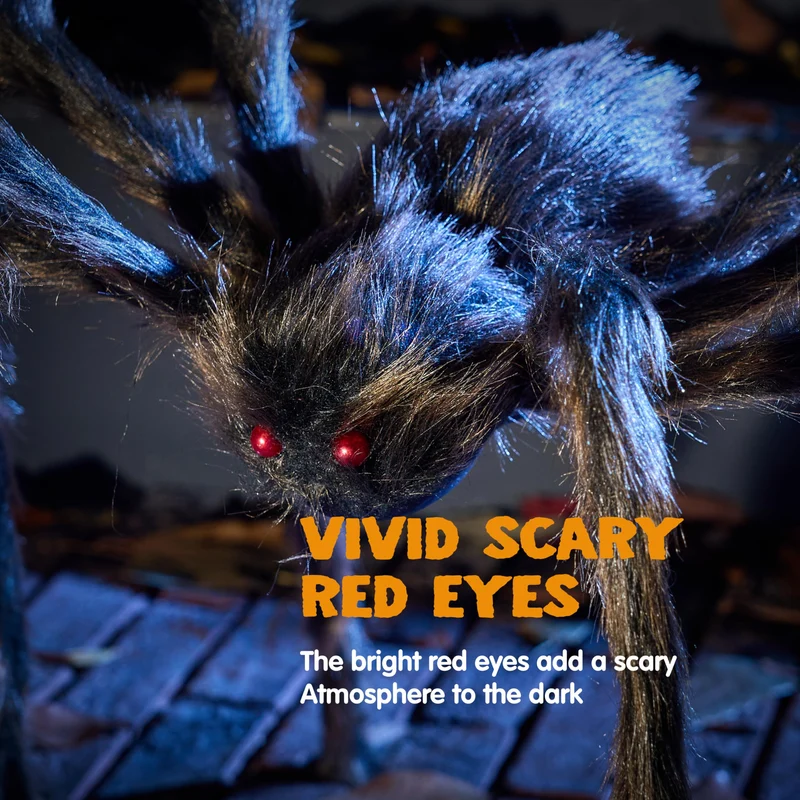 JOYIN 2 Pack 5 FT Hairy Brown Spider - Halloween Outdoor Haunted House Prop