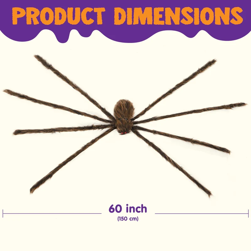 JOYIN 2 Pack 5 FT Hairy Brown Spider - Halloween Outdoor Haunted House Prop
