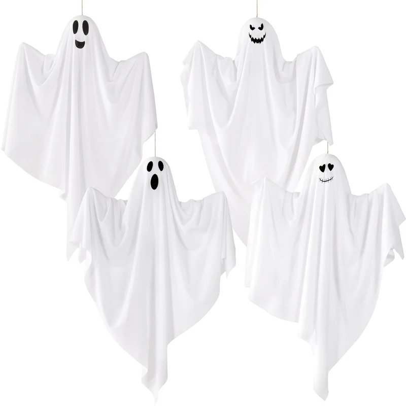 JOYIN 4 PCS 27.5" Hanging Ghosts - Halloween Outdoor Yard Decoration