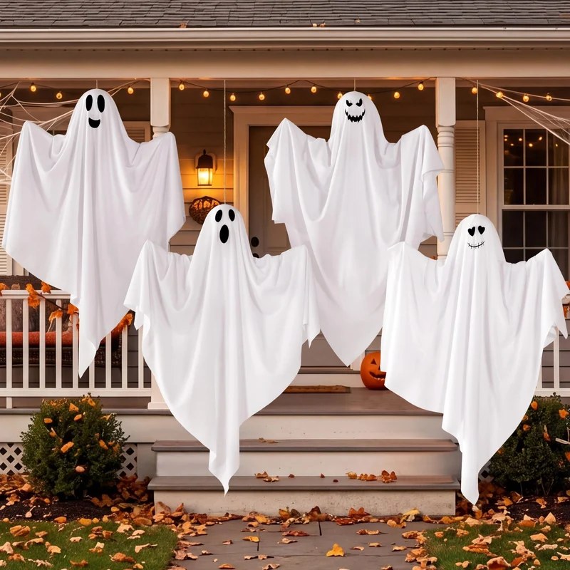 JOYIN 4 PCS 27.5" Hanging Ghosts - Halloween Outdoor Yard Decoration