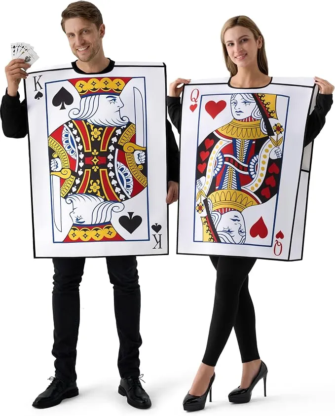 JOYIN 2 PCS King & Queen Playing Card Costume - Adult Couple Halloween Set