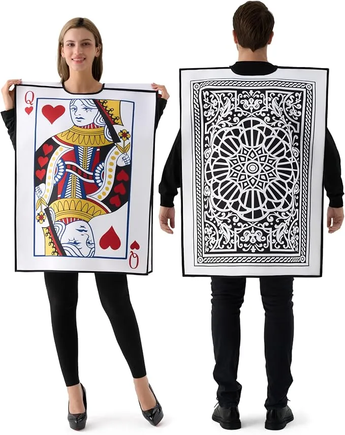 JOYIN 2 PCS King & Queen Playing Card Costume - Adult Couple Halloween Set