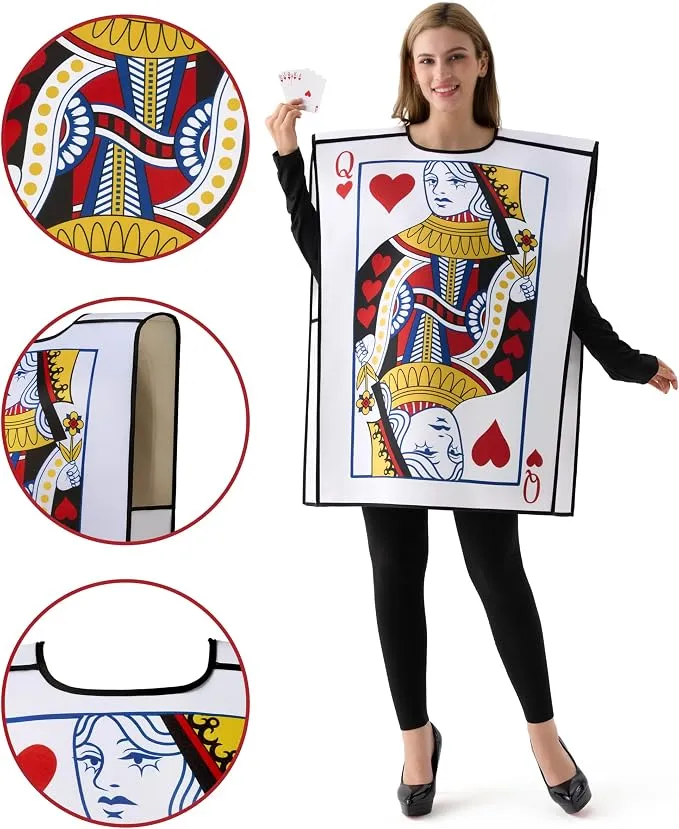 JOYIN 2 PCS King & Queen Playing Card Costume - Adult Couple Halloween Set