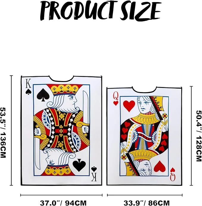JOYIN 2 PCS King & Queen Playing Card Costume - Adult Couple Halloween Set