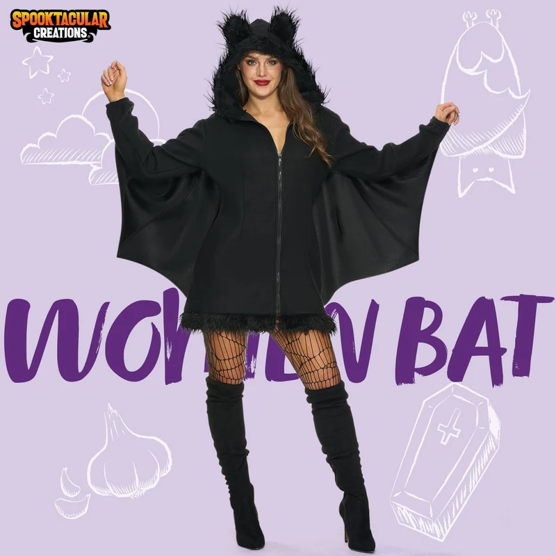 JOYIN Women's Black Bat Costume - Adult Halloween Cosplay Outfit