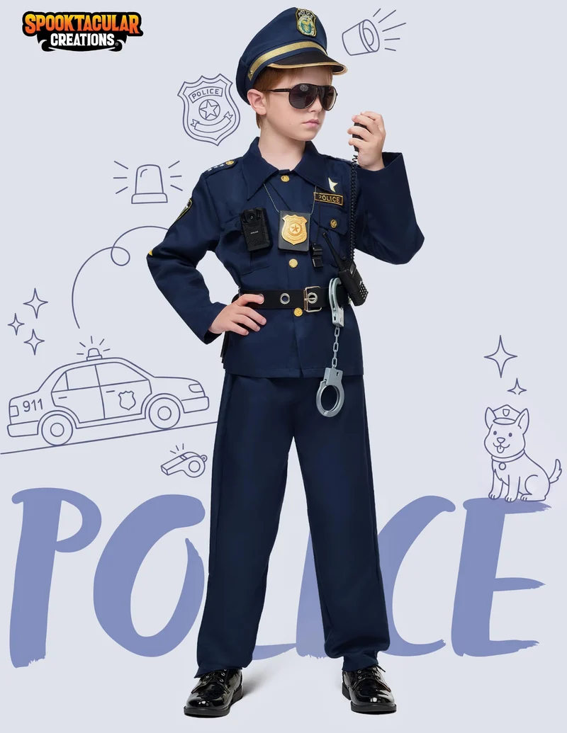 JOYIN Kids Police Officer Costume - Boys Halloween Cop Outfit