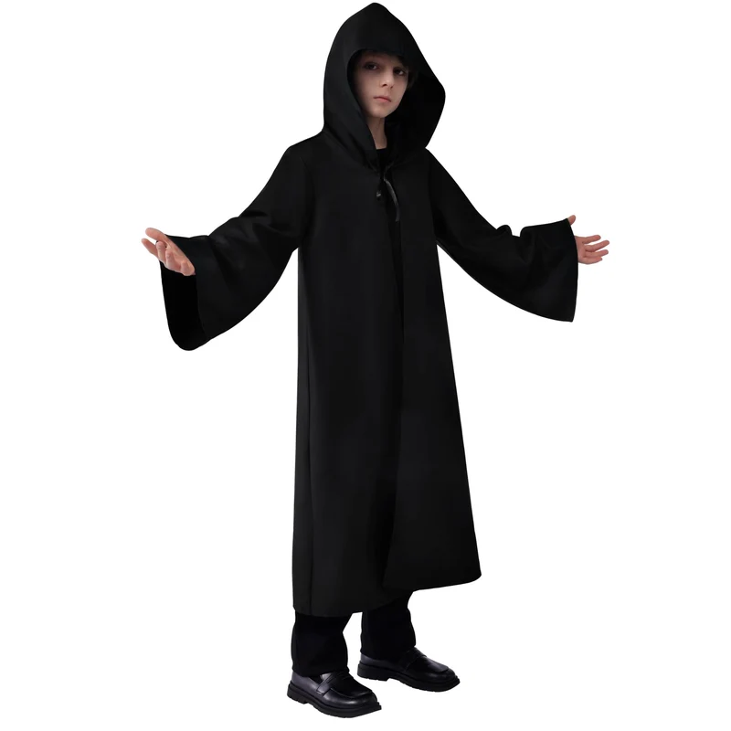 JOYIN Boys Black Hooded Cloak Knight Costume - Kids Halloween Tunic Robe