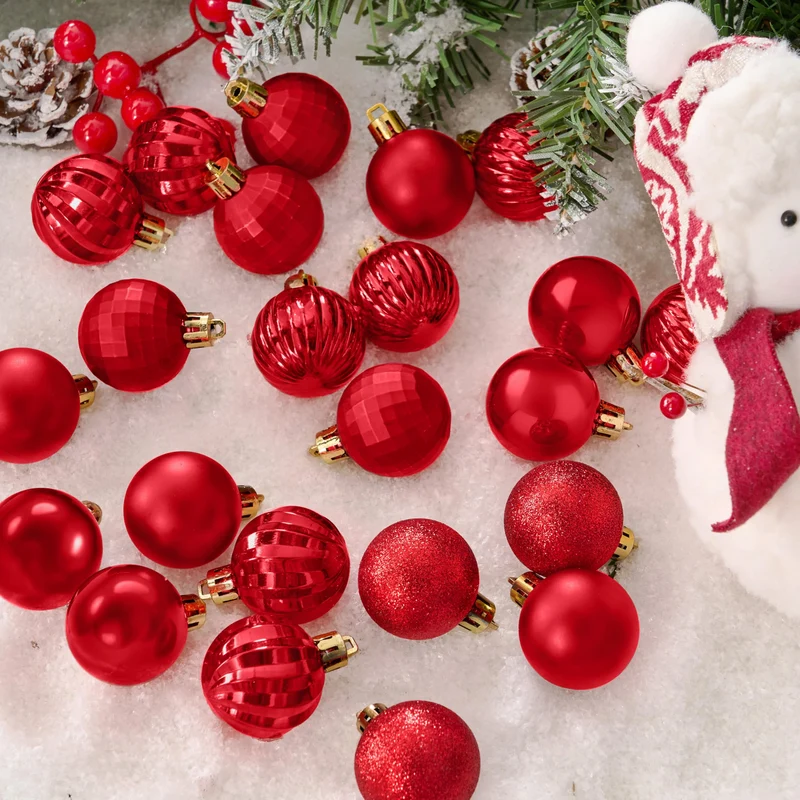 Joiedomi 24 PCS Red Christmas Balls - 1.6" Shatterproof Tree Ornaments